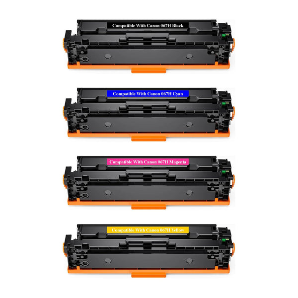 Canon 067H Compatible High Yield Toner Cartridge Combo – BK/C/M/Y, 4-Pack