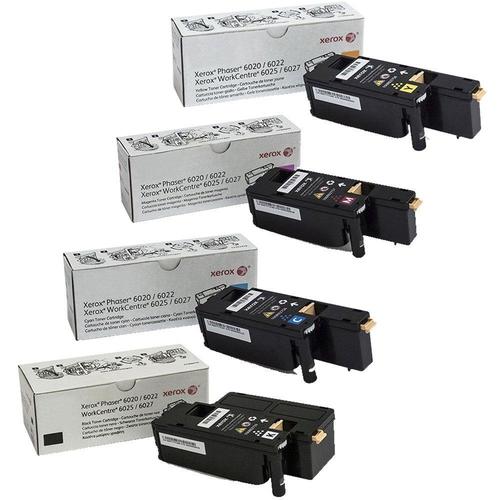 Xerox 106R02756 106R02757 106R02758 106R02759 Original Toner Cartridge Combo, Black Cyan Magenta Yellow, Phaser 6022 WorkCentre 6027
