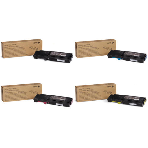 Xerox 106R02241 106R02242 106R02243 106R02244 Original Standard Capacity Toner Cartridge Combo, Black Cyan Magenta Yellow, Phaser 6600 WorkCentre 6605