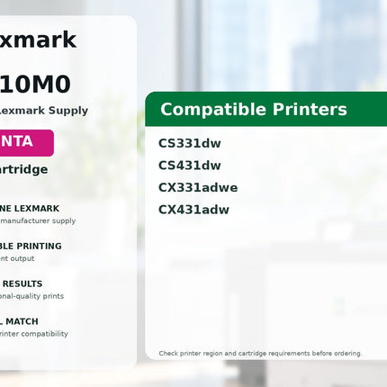 Lexmark 20N10M0 magenta toner cartridge compatibility guide