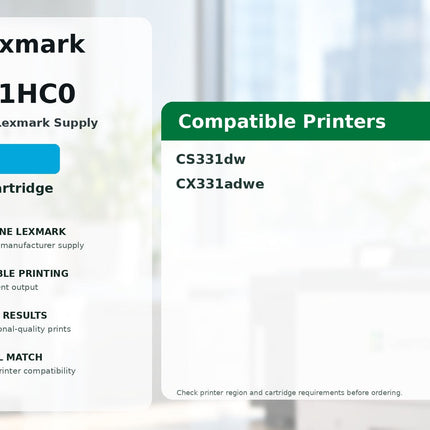 Lexmark 20N1HC0 cyan toner cartridge compatibility guide