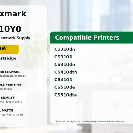 Lexmark 70C10Y0 yellow toner cartridge compatibility guide