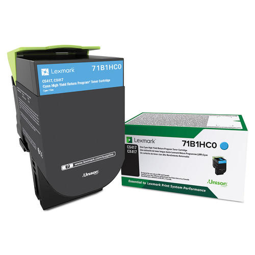Lexmark 71B1HC0 Original CS/X417/517 Cyan High Yield Return Program Toner Cartridge 3.5K
