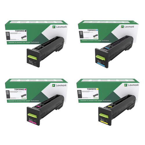 Lexmark 72K10K0, 72K10C0, 72K10M0, 72K10Y0 original toner 4-pack, black, cyan, magenta and yellow