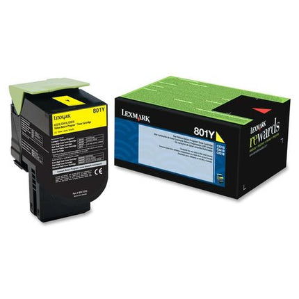 Lexmark 80C10Y0 Original 801Y Yellow Return Program Toner Cartridge
