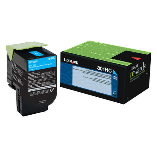 Lexmark 80C1HC0 Original 801HC Cyan High Yield Return Program Toner Cartridge