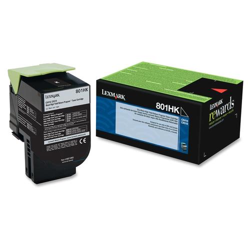 Lexmark 80C1HK0 Original 801HK Black High Yield Return Program Toner Cartridge