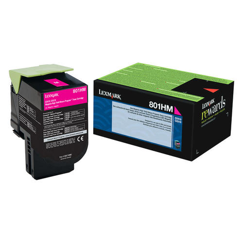 Lexmark 80C1HM0 Original 801HM Magenta High Yield Return Program Toner Cartridge