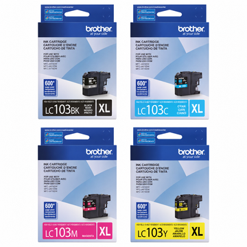 Brother LC103 Original Ink Cartridges 4-Pack (LC103BKS/LC103CS/LC103MS/LC103YS) – Black, Cyan, Magenta & Yellow