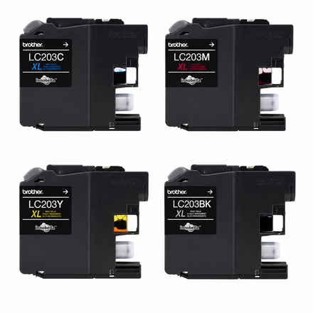 Brother LC203 Original Ink Cartridges 4-Pack (LC203BKS/LC203CS/LC203MS/LC203YS) – Black, Cyan, Magenta & Yellow