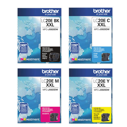 Brother LC20E original ink cartridges 4-pack - black, cyan, magenta and yellow