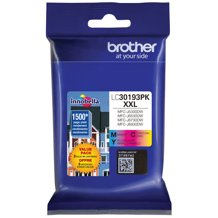 Brother LC30193PKS Original Super High Yield Ink Cartridges - 3-Pack (C/Y/M)