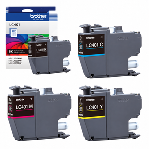 Brother LC401 Original Ink Cartridges 4-Pack (LC401BKS/LC401CS/LC401MS/LC401YS) – Black, Cyan, Magenta & Yellow
