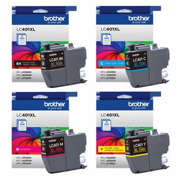 Brother LC401XL Original Ink Cartridges 4-Pack (LC401XLBKS/LC401XLCS/LC401XLMS/LC401XLYS) – Black, Cyan, Magenta & Yellow