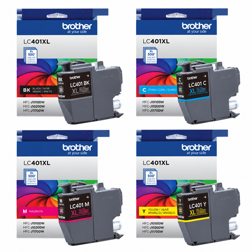 Brother LC401XL Original Ink Cartridges 4-Pack (LC401XLBKS/LC401XLCS/LC401XLMS/LC401XLYS) – Black, Cyan, Magenta & Yellow