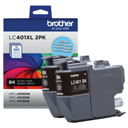 Brother LC401XL2PKS Original Black High Yield Ink Cartridges - Twin Pack