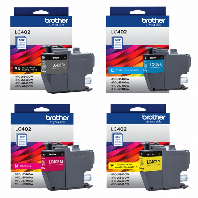 Brother LC402 original ink cartridges 4-pack - black, cyan, magenta and yellow