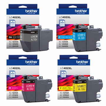 Brother LC402XL Original Ink Cartridges 4-Pack (LC402XLBKS/LC402XLCS/LC402XLMS/LC402XLYS) – Black, Cyan, Magenta & Yellow