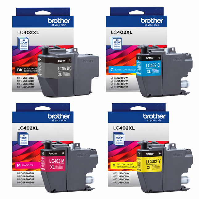 Brother LC402XL original ink cartridges 4-pack - black, cyan, magenta and yellow