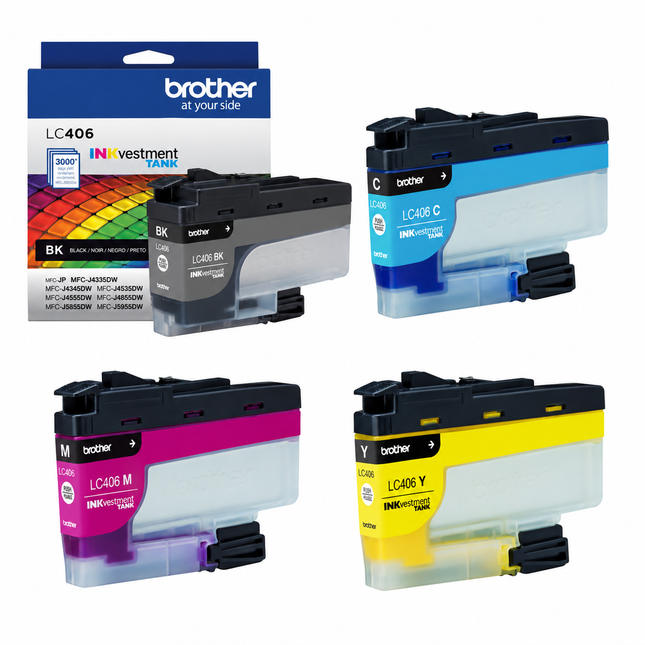 Brother LC406 original ink cartridges 4-pack - black, cyan, magenta and yellow