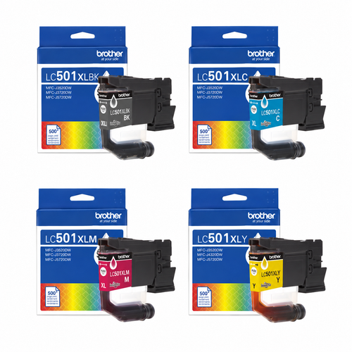 Brother LC501XL Original Ink Cartridges 4-Pack (LC501XLBKS/LC501XLCS/LC501XLMS/LC501XLYS) – Black, Cyan, Magenta & Yellow