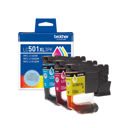 Brother LC501XL3PKS Original High Yield Ink Cartridges - 3-Pack (C/Y/M)