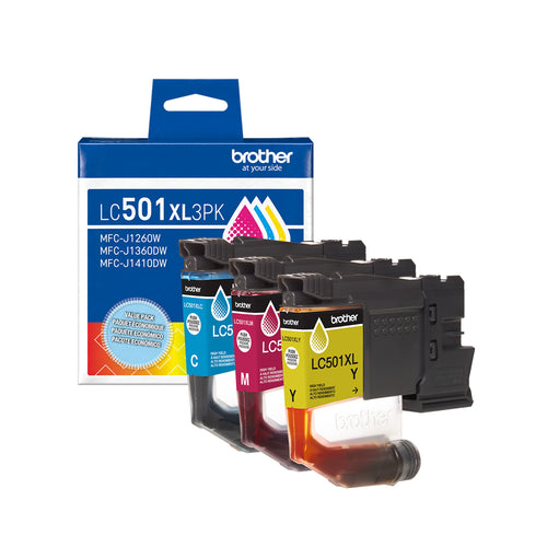 Brother LC501XL3PKS Original High Yield Ink Cartridges - 3-Pack (C/Y/M)