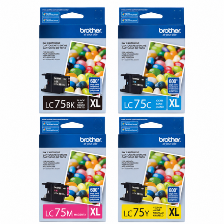 Brother LC75 Original Ink Cartridges 4-Pack (LC75BKS/LC75CS/LC75MS/LC75YS) – Black, Cyan, Magenta & Yellow