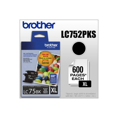 Brother LC752PKS Original Black High Yield Ink Cartridges - Twin Pack
