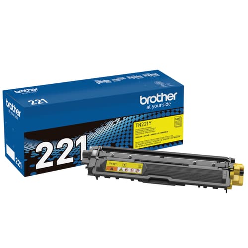 Brother TN221Y Original Yellow Toner Cartridge, Standard Yield