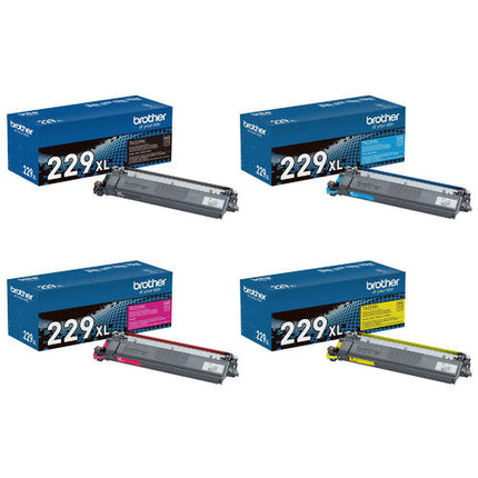 Brother TN229XL Original Toner Cartridge Combo, High Yield, BK/C/Y/M