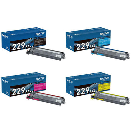 Brother TN229XXL Original Toner Cartridge Combo, Super High Yield, BK/C/Y/M