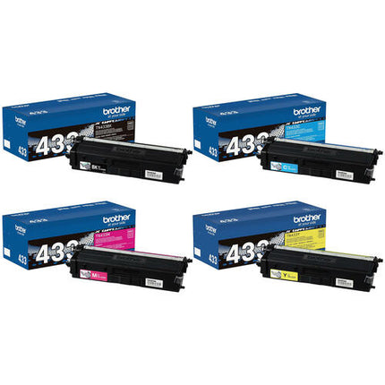 Brother TN433 Original Toner Cartridge Combo, BK/C/Y/M