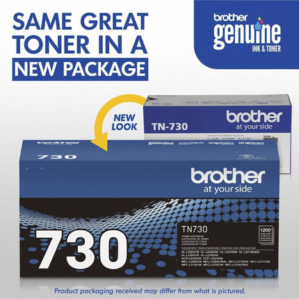 Original Brother TN730 Black Toner Cartridge Standard Yield