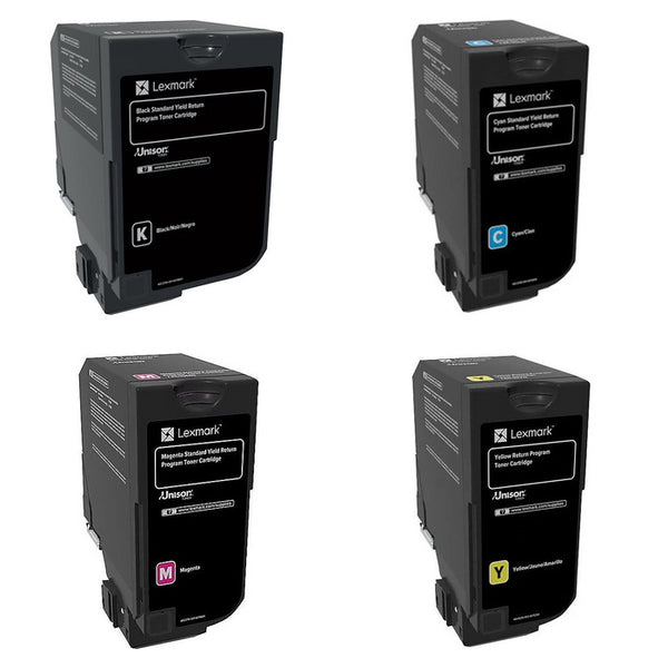 Lexmark 74C1SK0, 74C1SC0, 74C1SM0, 74C1SY0 original toner 4-pack, black, cyan, magenta and yellow