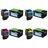 Lexmark 80C1HK0 80C1HC0 80C1HM0 80C1HY0 Original High Yield Return Program Toner Cartridges 4-Pack BK/C/M/Y