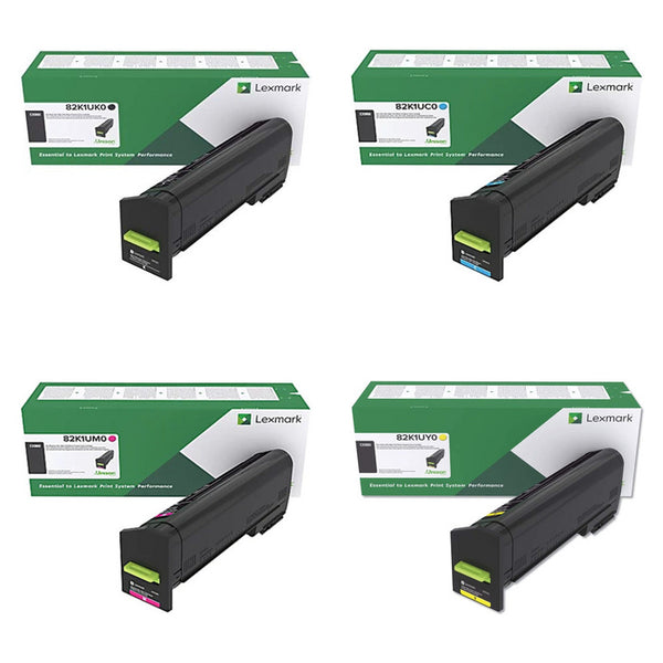 Lexmark 82K1UK0, 82K1UC0, 82K1UM0, 82K1UY0 original ultra-high-yield toner 4-pack, black, cyan, magenta and yellow
