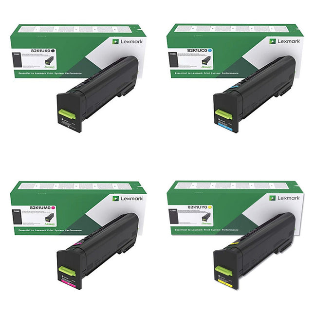 Lexmark 82K1UK0, 82K1UC0, 82K1UM0, 82K1UY0 original ultra-high-yield toner 4-pack, black, cyan, magenta and yellow