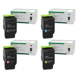 Lexmark C231HK0 C231HC0 C231HM0 C231HY0 Original High Yield Return Program Toner Cartridges 4-Pack BK/C/M/Y