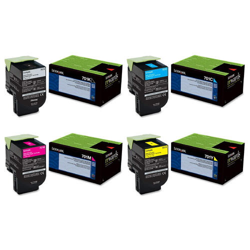 Lexmark 70C10K0, 70C10C0, 70C10M0, 70C10Y0 original toner 4-pack, black, cyan, magenta and yellow