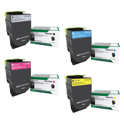 Lexmark 71B10K0, 71B10C0, 71B10M0, 71B10Y0 original toner 4-pack, black, cyan, magenta and yellow