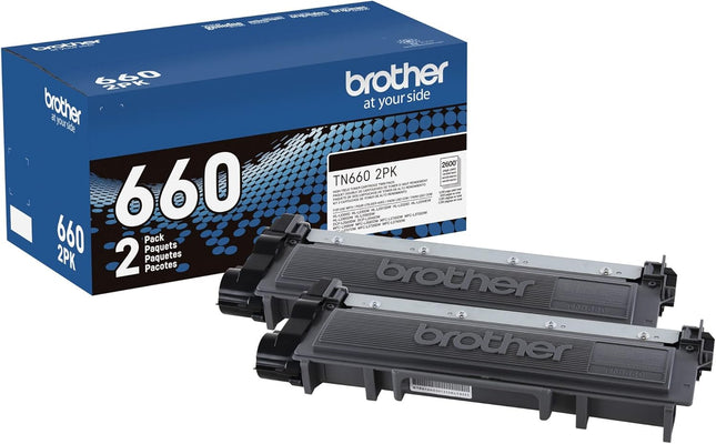 Brother TN6602PK Original Black Toner Cartridge, High Yield, Twin Pack