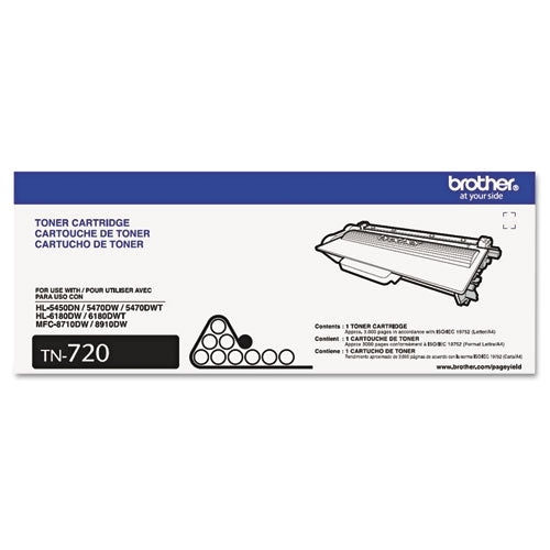 Brother TN720 Original Black Toner Cartridge, Standard Yield