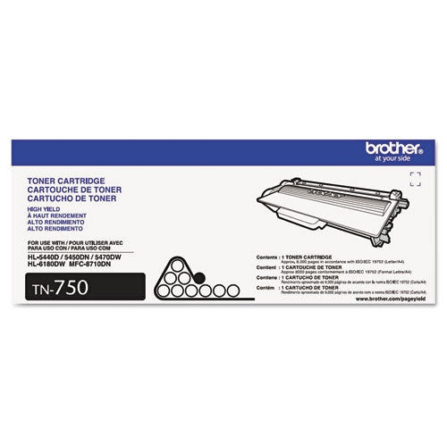 Brother TN750 Original Black Toner Cartridge, High Yield