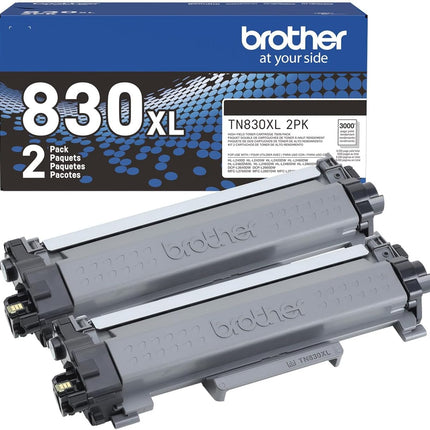 Brother TN830XL2PK Original Black Toner Cartridge, High Yield, Multipack