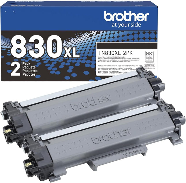 Brother TN830XL2PK Original Black Toner Cartridge, High Yield, Multipack
