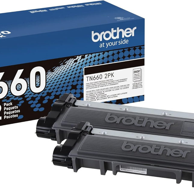 Original Brother TN6602PK Black Toner Cartridge High Yield Twin Pack