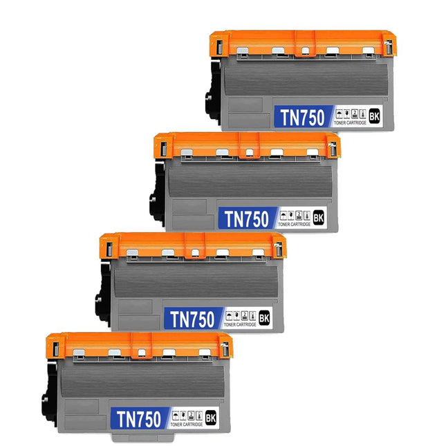 Compatible Brother TN750 Black Toner Cartridge High Yield – 4 Pack