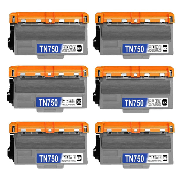 Compatible Brother TN750 Black Toner Cartridge High Yield – 6 Pack
