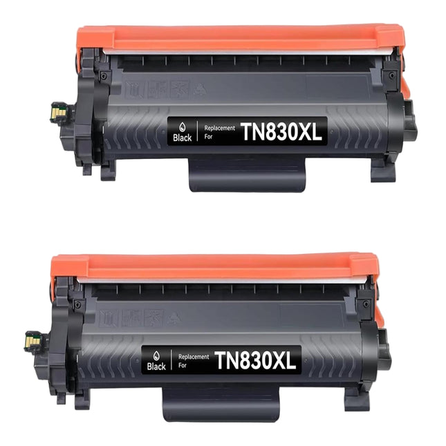 Compatible Brother TN830XL Black Toner Cartridge High Yield – 2 Pack